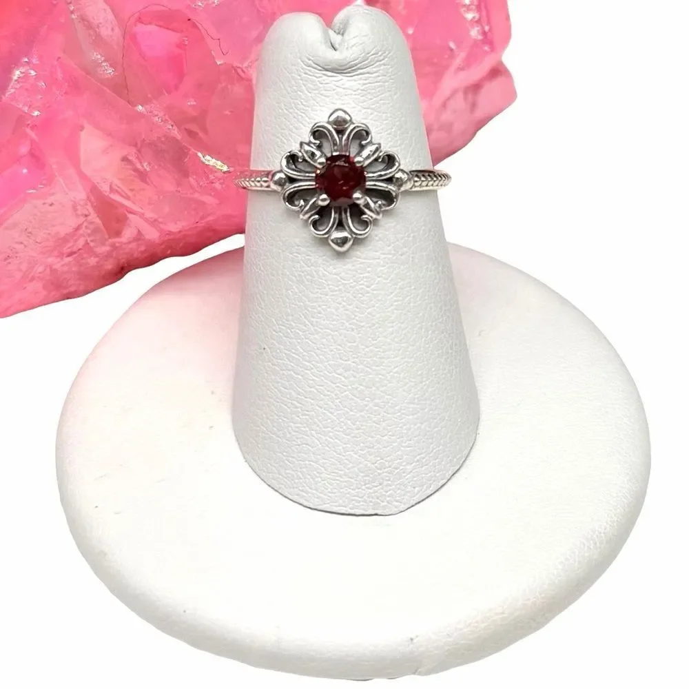 Garnet Ring Size 5 Solid 925 Sterling Silver